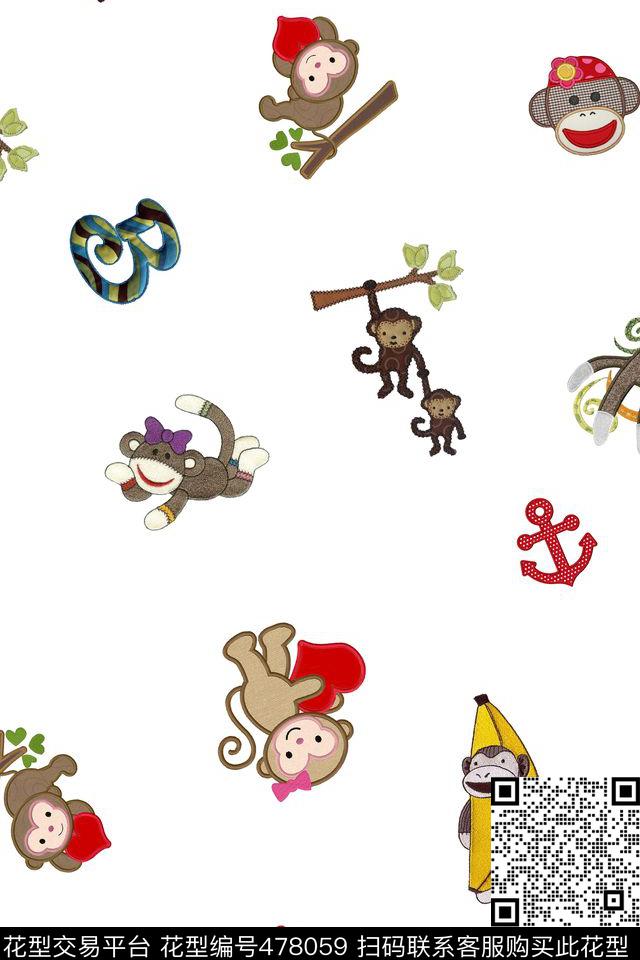2016时装新款猴子绣花片绣花片传统印花华亿平台下载（图片编号: 478059） - 瓦栏（Walan）