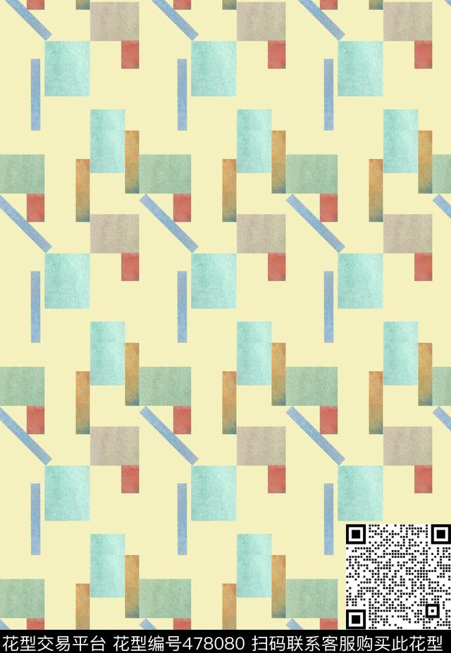 GeometricSquareswatercolor传统印花华亿平台下载（图片编号: 478080） - 瓦栏（Walan）