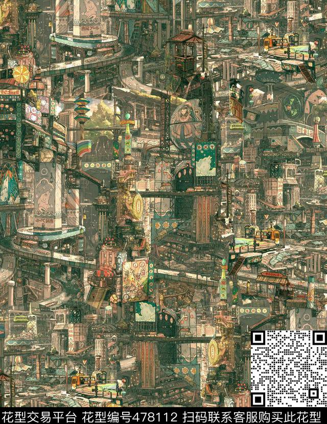 潮流城市复古数码印花华亿平台下载（图片编号: 478112） - 瓦栏（Walan）