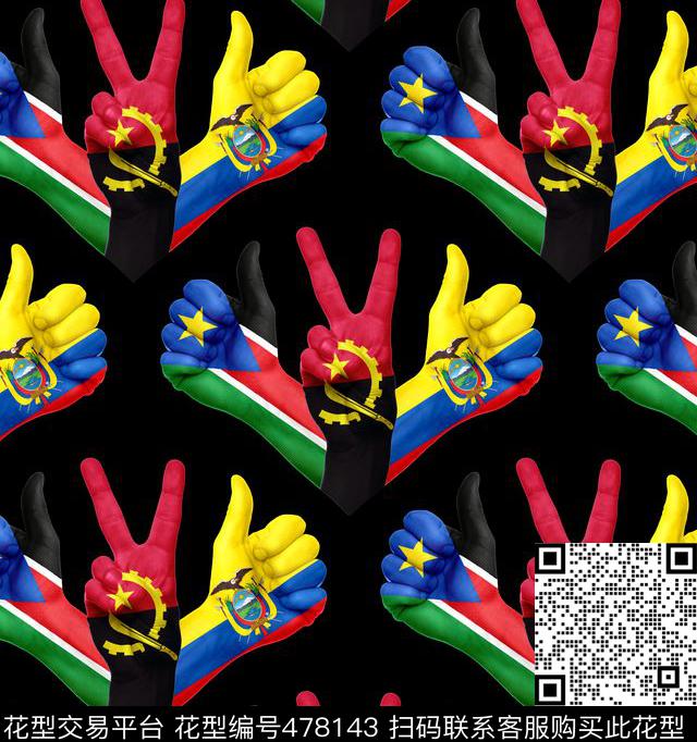 国旗人体彩绘手势数码印花华亿平台下载（图片编号: 478143） - 瓦栏（Walan）