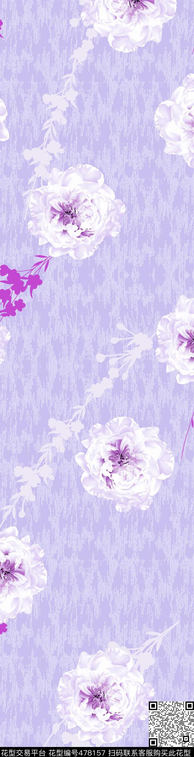 时尚花卉手绘数码印花华亿平台下载（图片编号: 478157） - 瓦栏（Walan）