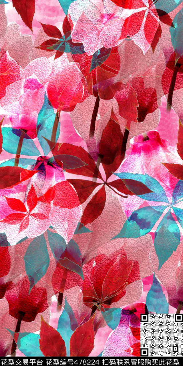 花卉时尚现代数码印花华亿平台下载（图片编号: 478224） - 瓦栏（Walan）