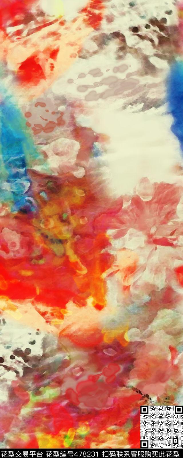 中国风水墨喷溅数码印花华亿平台下载（图片编号: 478231） - 瓦栏（Walan）