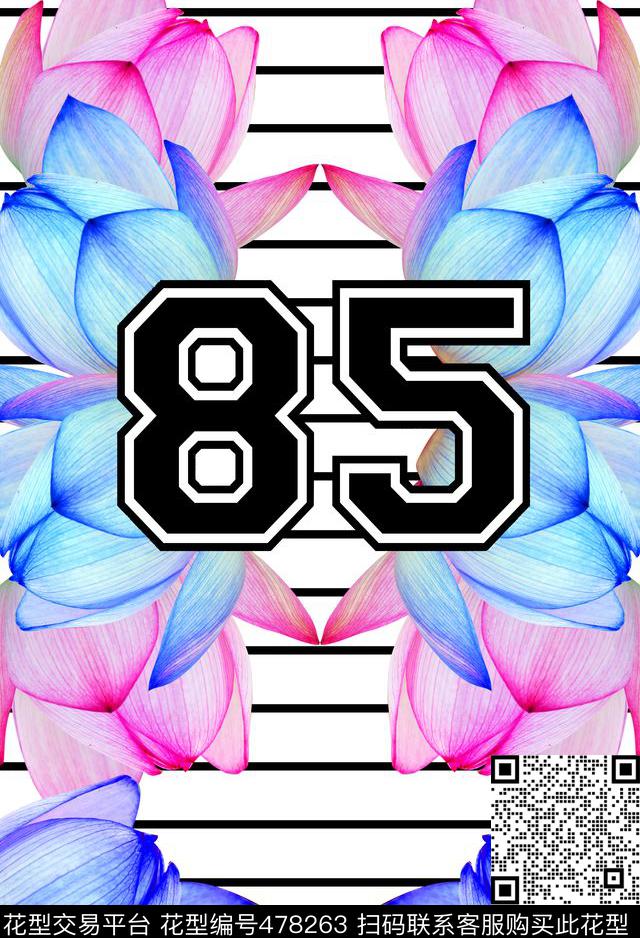 流行时尚手绘荷花数字运动风数码印花华亿平台下载（图片编号: 478263） - 瓦栏（Walan）