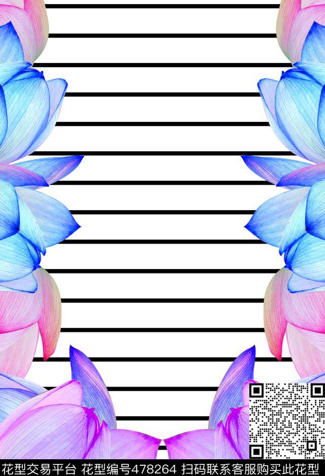 流行时尚手绘荷花数字运动风数码印花华亿平台下载（图片编号: 478264） - 瓦栏（Walan）