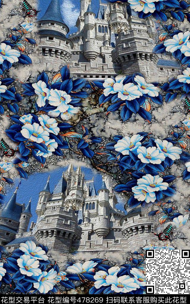 时尚花卉潮流数码印花华亿平台下载（图片编号: 478269） - 瓦栏（Walan）