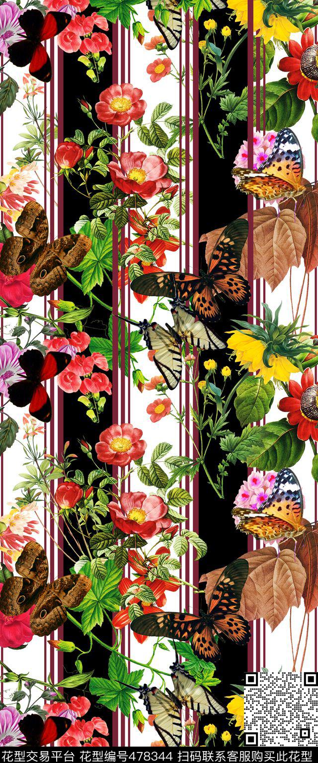 复古花卉植物数码印花华亿平台下载（图片编号: 478344） - 瓦栏（Walan）