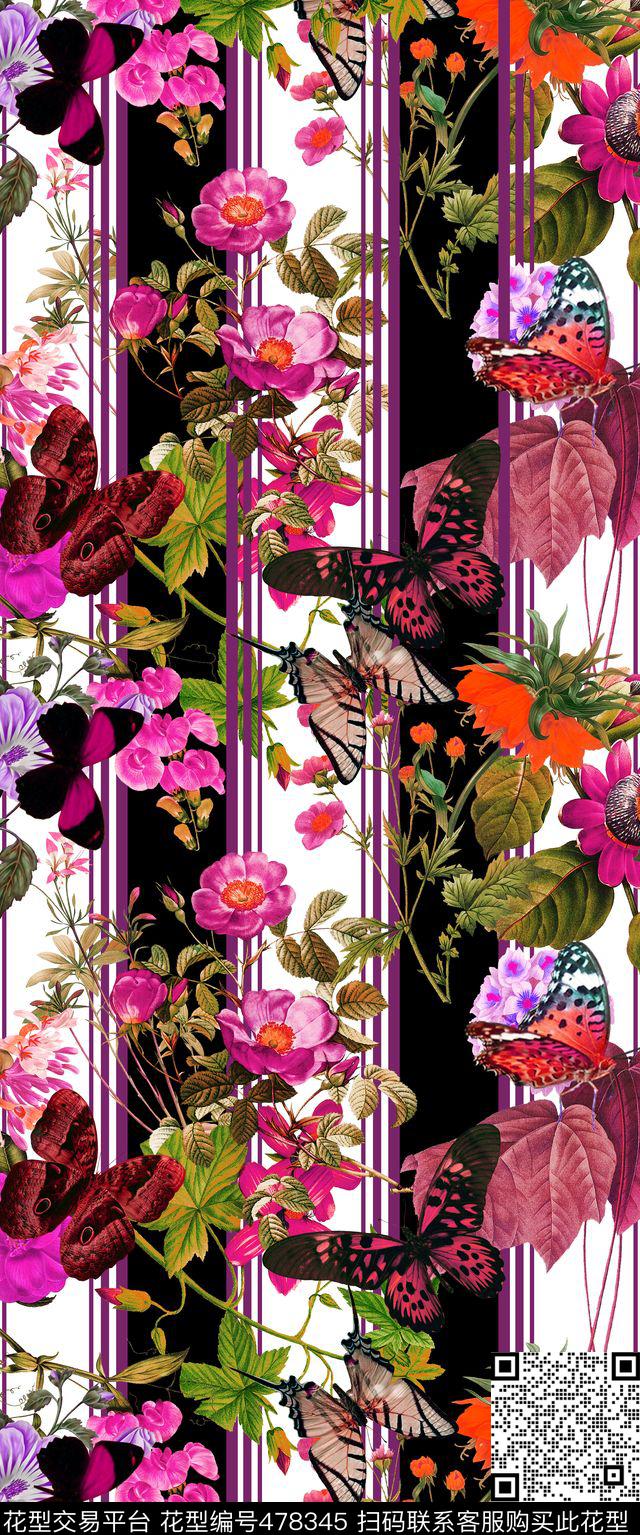 复古花卉植物数码印花华亿平台下载（图片编号: 478345） - 瓦栏（Walan）