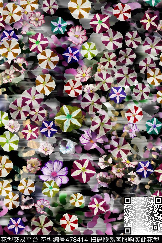 散花动物纹底小花数码印花华亿平台下载（图片编号: 478414） - 瓦栏（Walan）