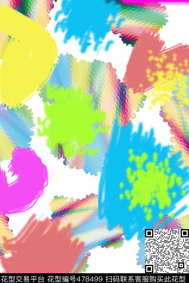 潮流大牌时尚涂鸦绚丽彩虹数码印花华亿平台下载（图片编号: 478499） - 瓦栏（Walan）