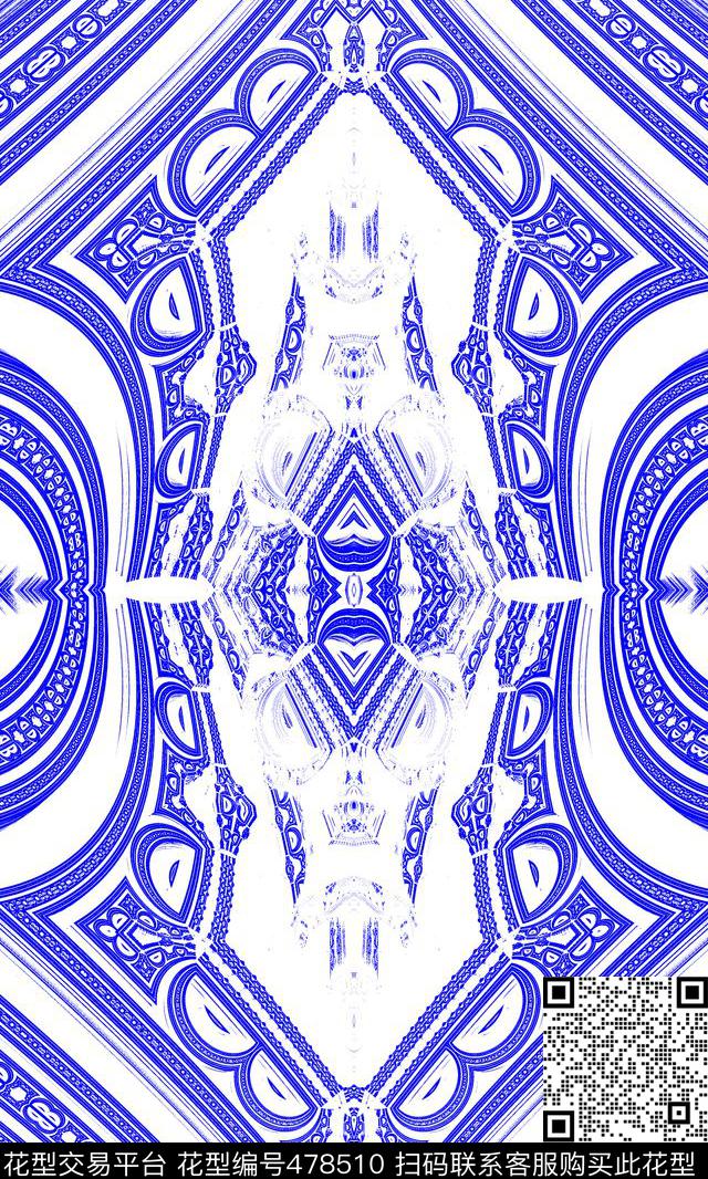 民族风建筑元素组合色块数码印花华亿平台下载（图片编号: 478510） - 瓦栏（Walan）