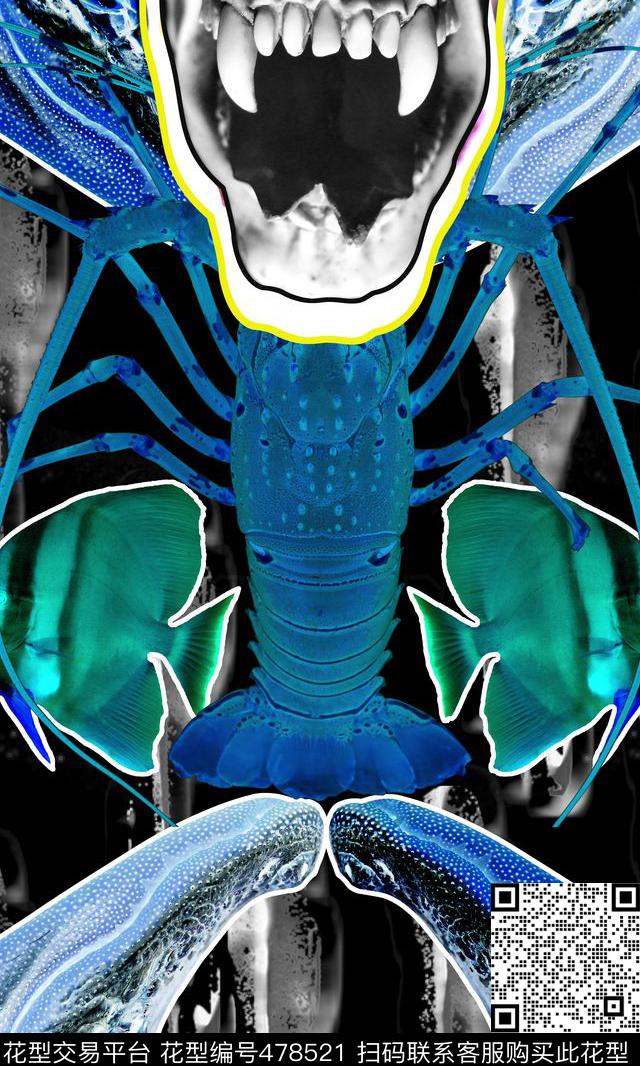 荒诞骷髅头动物数码印花华亿平台下载（图片编号: 478521） - 瓦栏（Walan）