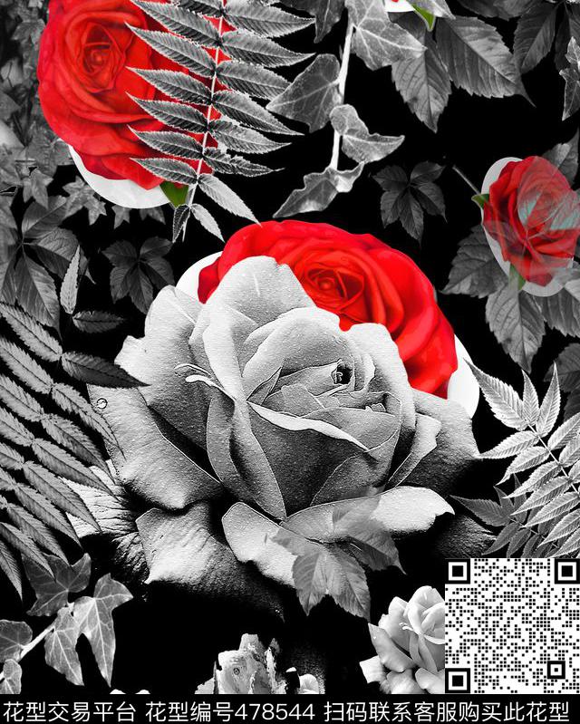 复古花卉时尚数码印花华亿平台下载（图片编号: 478544） - 瓦栏（Walan）