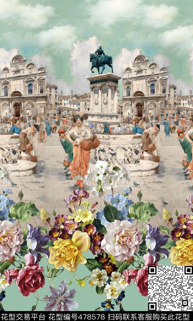 风景定位定位花数码印花华亿平台下载（图片编号: 478578） - 瓦栏（Walan）