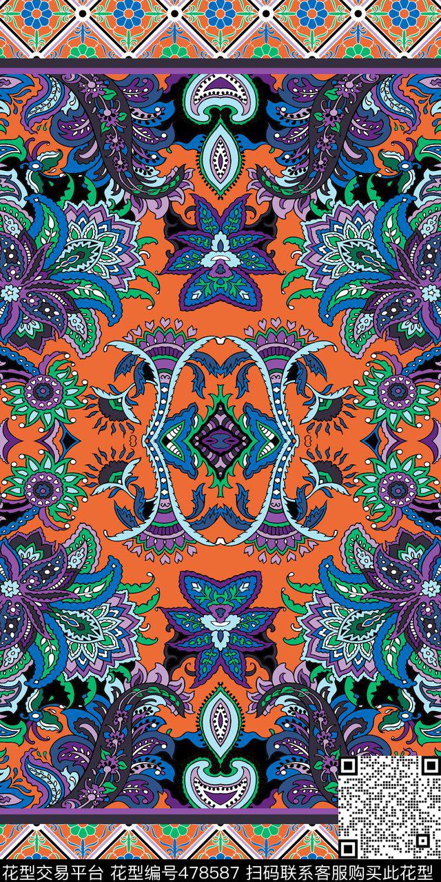 民族风奢华手绘传统印花华亿平台下载（图片编号: 478587） - 瓦栏（Walan）