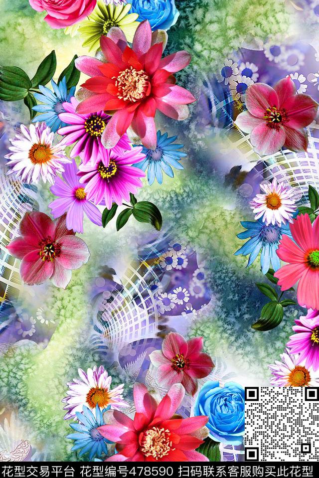 花卉数码印花华亿平台下载（图片编号: 478590） - 瓦栏（Walan）