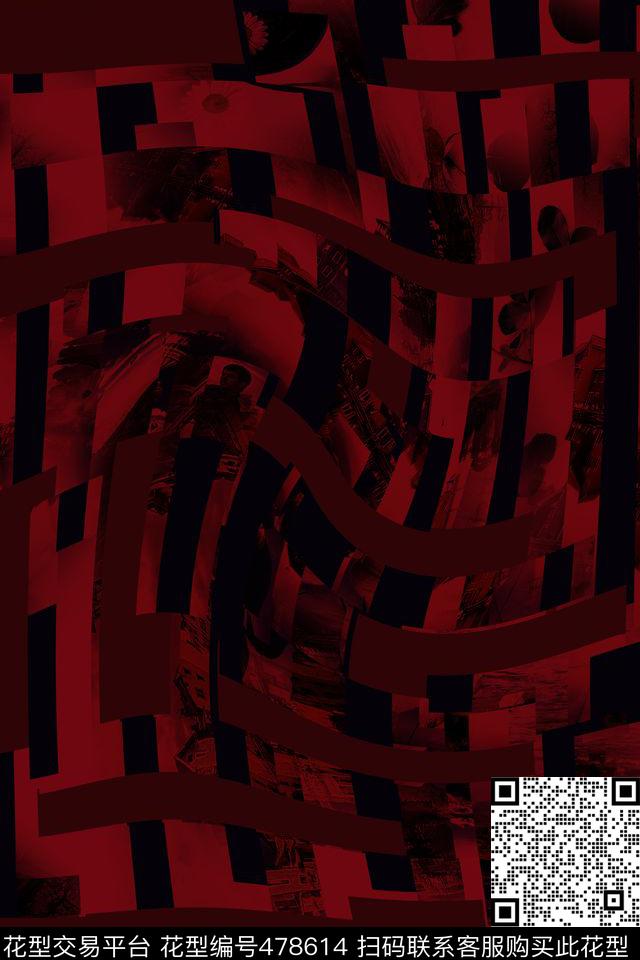 暗色男装时尚数码印花华亿平台下载（图片编号: 478614） - 瓦栏（Walan）