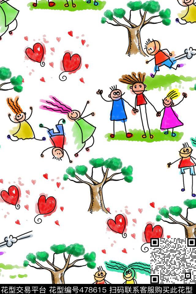 卡通儿童涂鸦D&G风格传统印花华亿平台下载（图片编号: 478615） - 瓦栏（Walan）