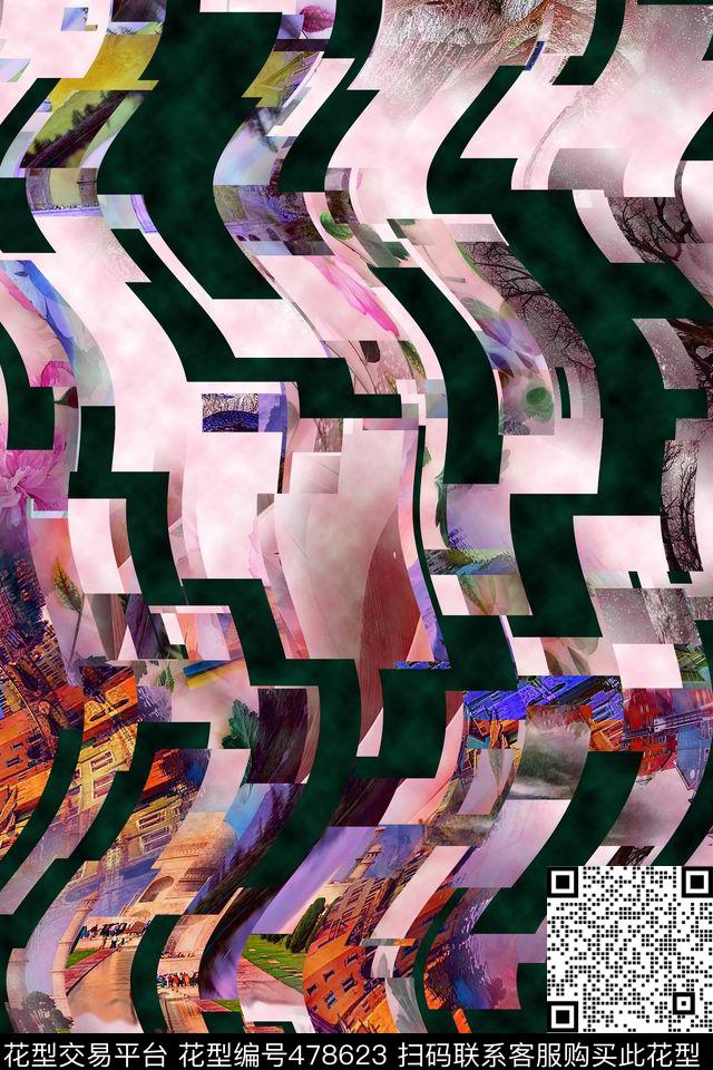 抽象色块男装数码印花华亿平台下载（图片编号: 478623） - 瓦栏（Walan）