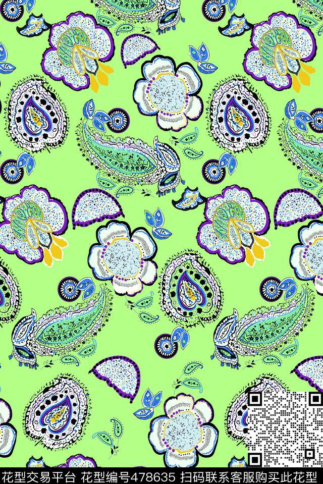 简洁佩斯利纹矢量传统印花华亿平台下载（图片编号: 478635） - 瓦栏（Walan）