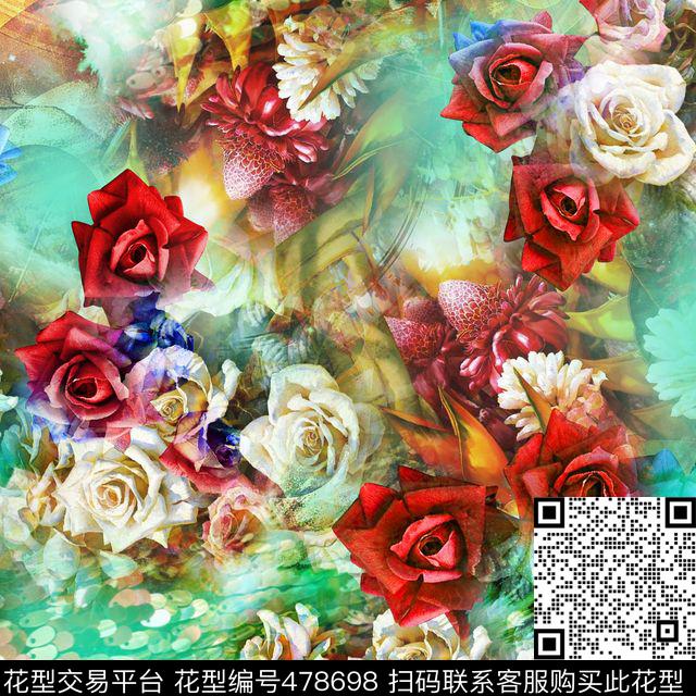 梦幻花卉油画数码印花华亿平台下载（图片编号: 478698） - 瓦栏（Walan）