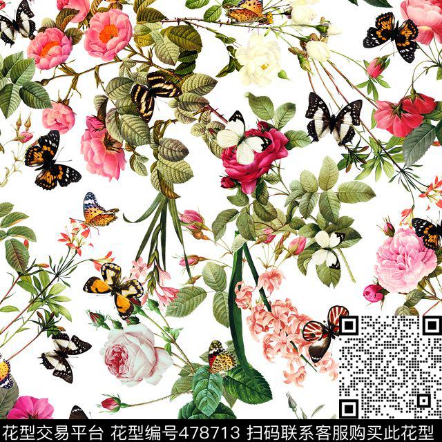 碎花时尚休闲数码印花华亿平台下载（图片编号: 478713） - 瓦栏（Walan）