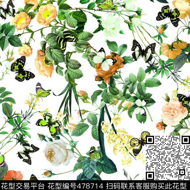 碎花时尚休闲数码印花华亿平台下载（图片编号: 478714） - 瓦栏（Walan）