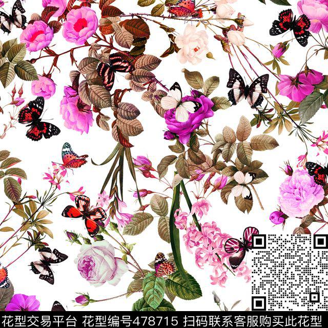 碎花时尚休闲数码印花华亿平台下载（图片编号: 478715） - 瓦栏（Walan）