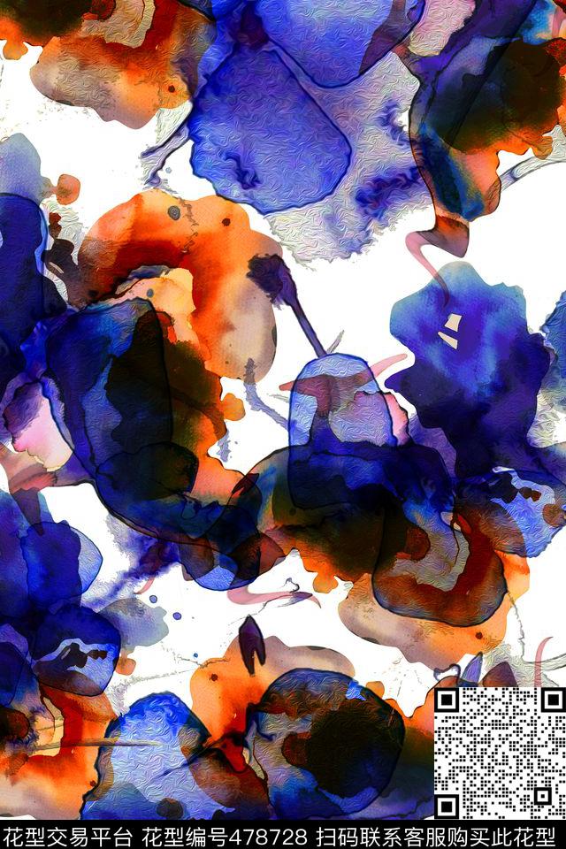 大牌花卉手绘数码印花华亿平台下载（图片编号: 478728） - 瓦栏（Walan）