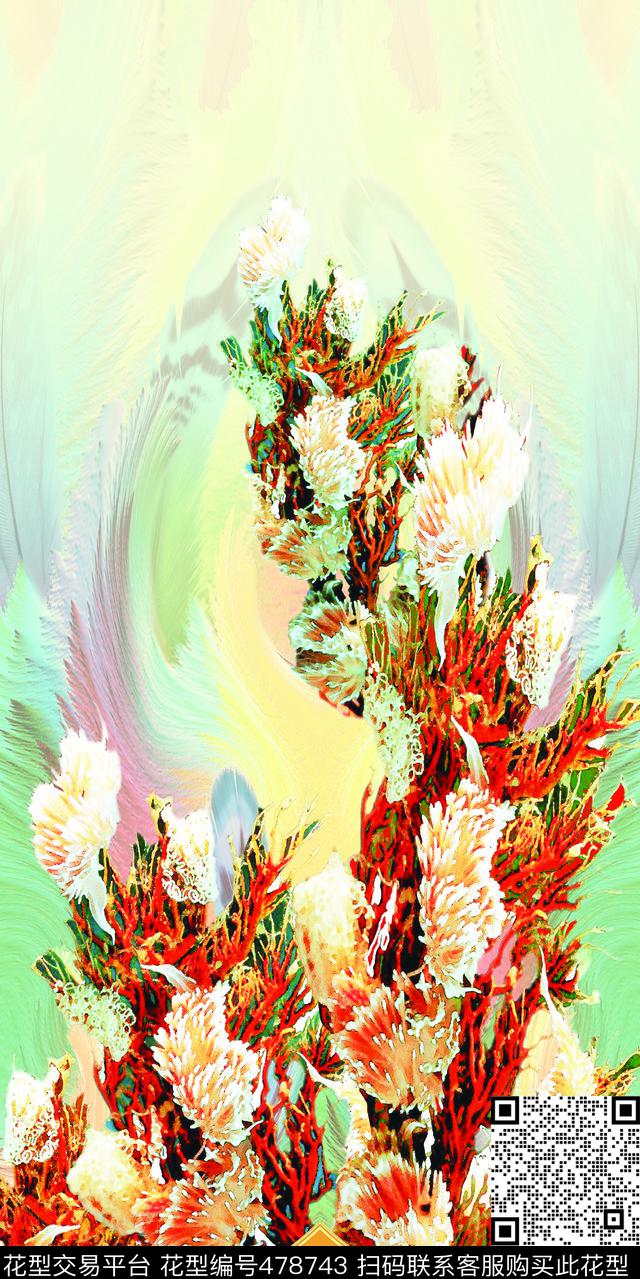 海藻复古花纹抽象底纹数码印花华亿平台下载（图片编号: 478743） - 瓦栏（Walan）