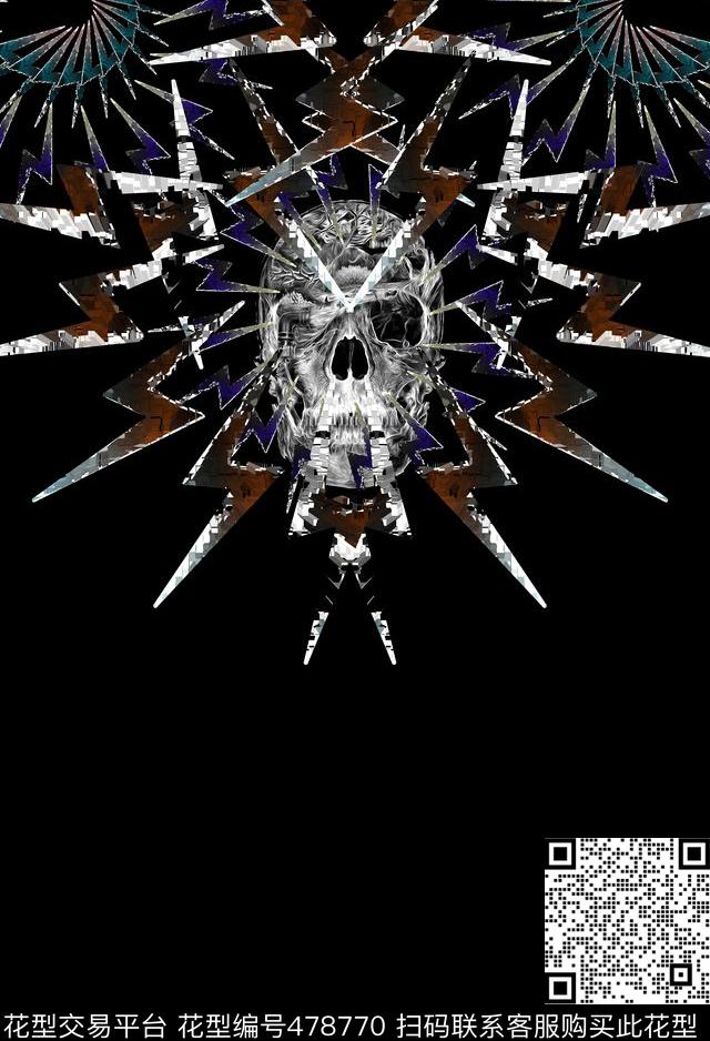 潮流时尚潮流前卫雷电数码印花华亿平台下载（图片编号: 478770） - 瓦栏（Walan）