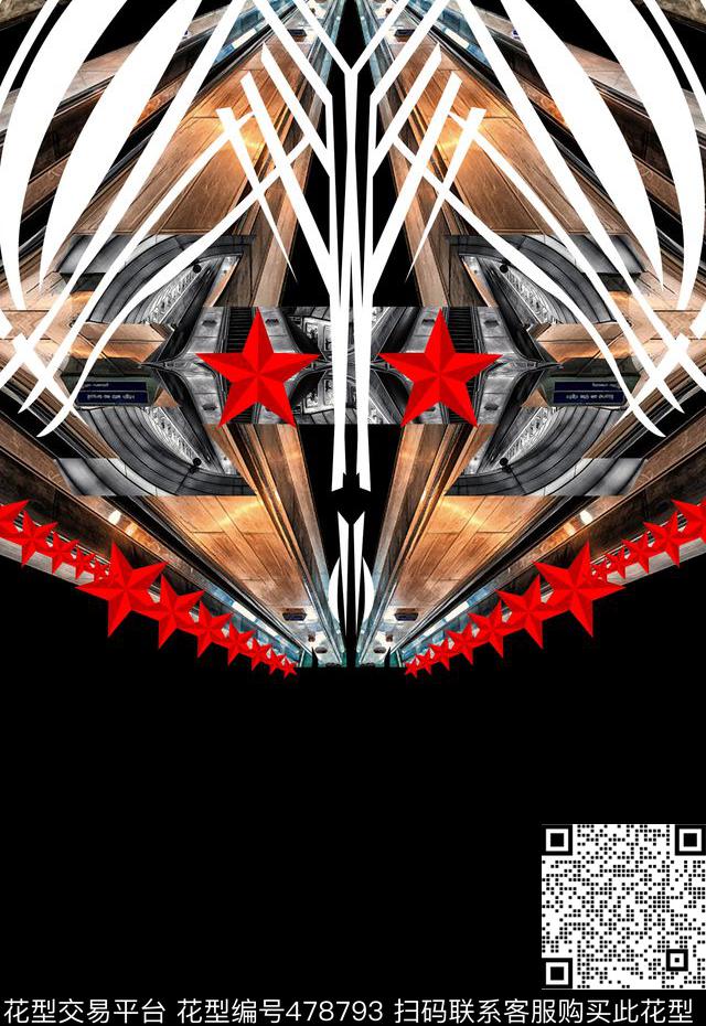 潮流时尚潮流21世纪条纹数码印花华亿平台下载（图片编号: 478793） - 瓦栏（Walan）