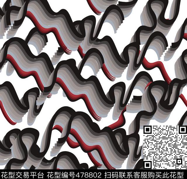 简约时尚扭曲条纹线条纹路传统印花华亿平台下载（图片编号: 478802） - 瓦栏（Walan）