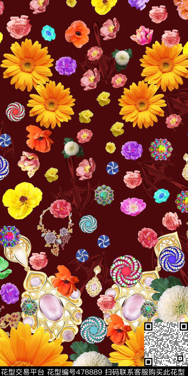 女装潮流大牌写真花卉数码印花华亿平台下载（图片编号: 478889） - 瓦栏（Walan）