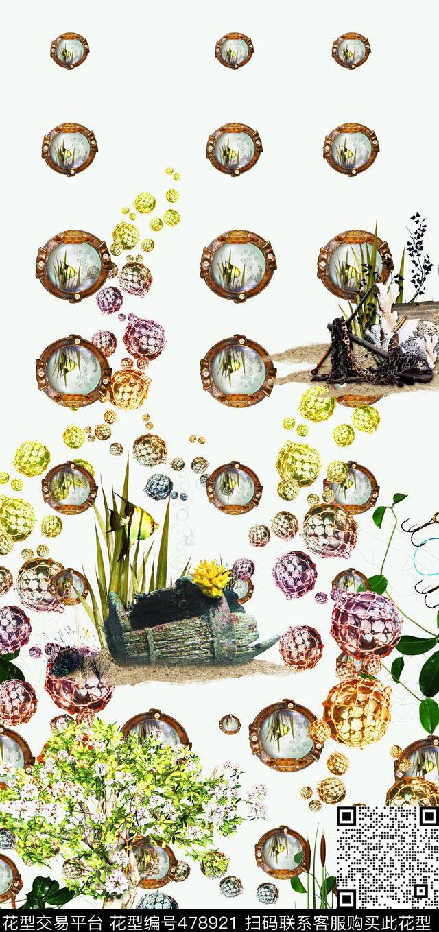 沉船海底建筑海底生物数码印花华亿平台下载（图片编号: 478921） - 瓦栏（Walan）