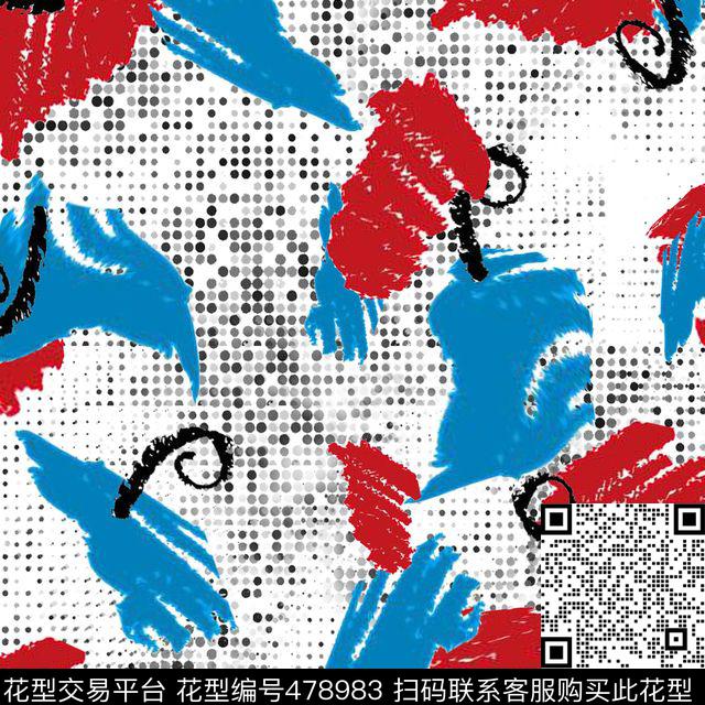 波点抽象流行时尚数码印花华亿平台下载（图片编号: 478983） - 瓦栏（Walan）