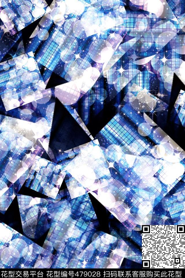 抽象几何数码科技炫彩数码印花华亿平台下载（图片编号: 479028） - 瓦栏（Walan）
