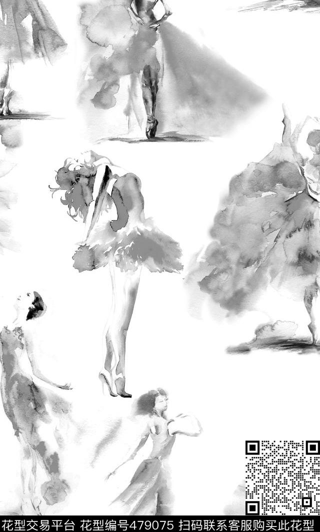 女装手绘水彩数码印花华亿平台下载（图片编号: 479075） - 瓦栏（Walan）