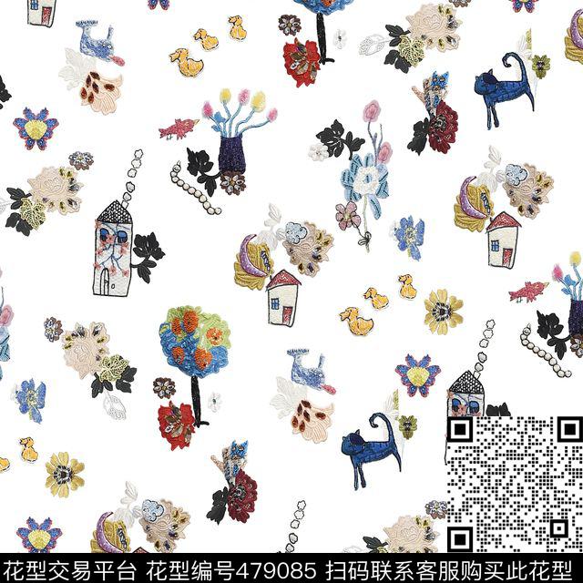 小卡通花卉数码印花华亿平台下载（图片编号: 479085） - 瓦栏（Walan）