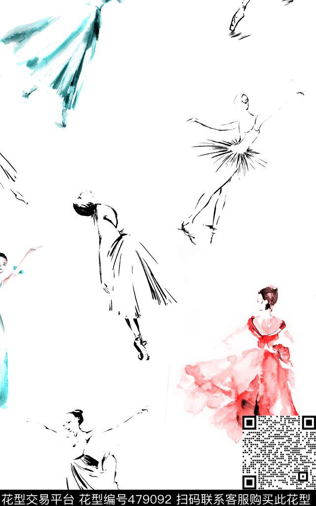 女装手绘水彩数码印花华亿平台下载（图片编号: 479092） - 瓦栏（Walan）