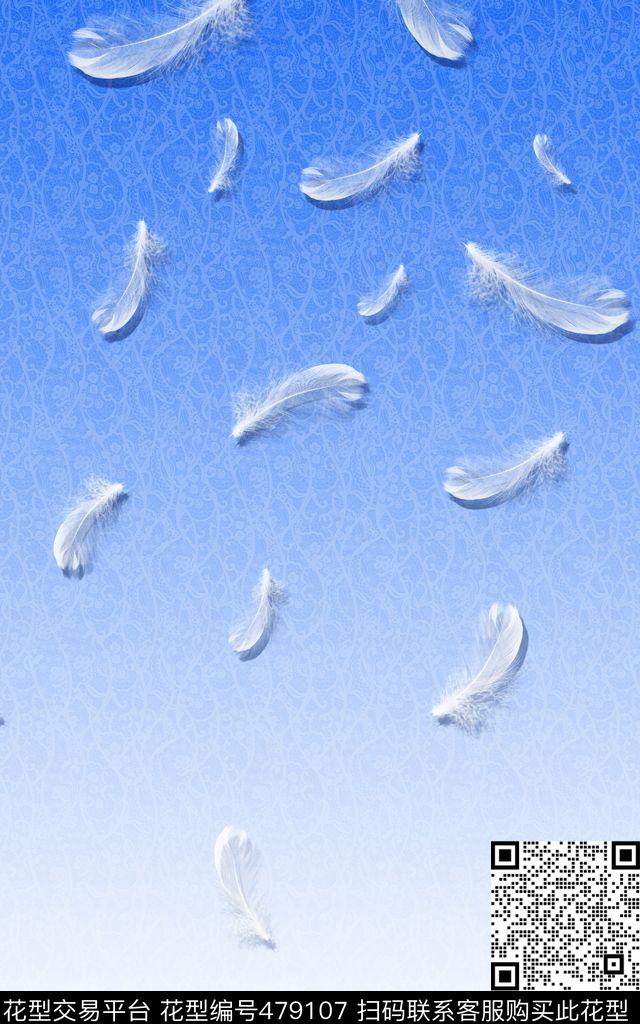 小清新蕾丝羽毛数码印花华亿平台下载（图片编号: 479107） - 瓦栏（Walan）
