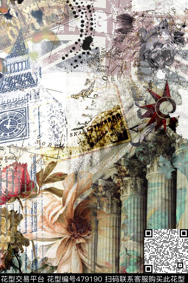 欧美复古欧美建筑男士秋冬装夹克裁片数码印花华亿平台下载（图片编号: 479190） - 瓦栏（Walan）