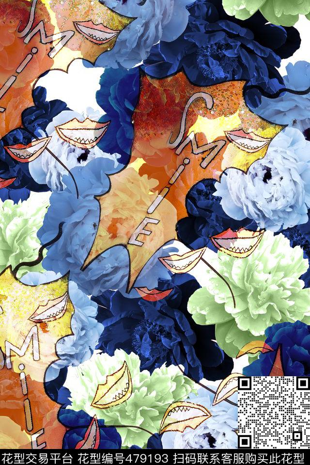 时尚大牌英文大嘴巴数码印花华亿平台下载（图片编号: 479193） - 瓦栏（Walan）