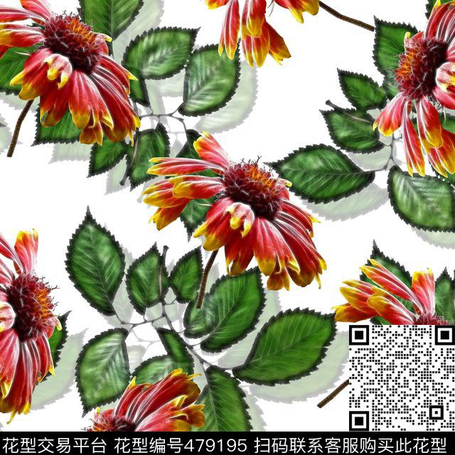 热带花叶子数码印花华亿平台下载（图片编号: 479195） - 瓦栏（Walan）