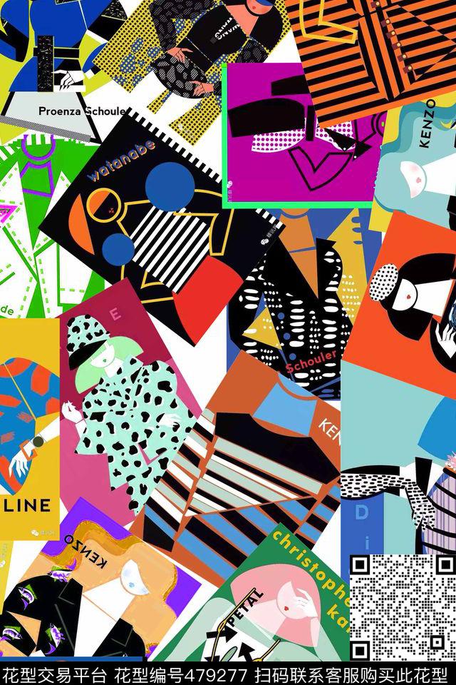 时尚插画艺术人物封面人物女装数码印花华亿平台下载（图片编号: 479277） - 瓦栏（Walan）
