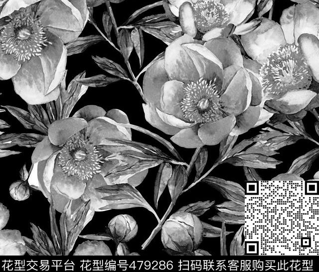 欧美复古女装匹布黑白华亿平台数码印花华亿平台下载（图片编号: 479286） - 瓦栏（Walan）