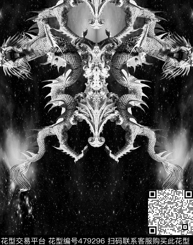 龙中国龙男装中国风数码印花华亿平台下载（图片编号: 479296） - 瓦栏（Walan）