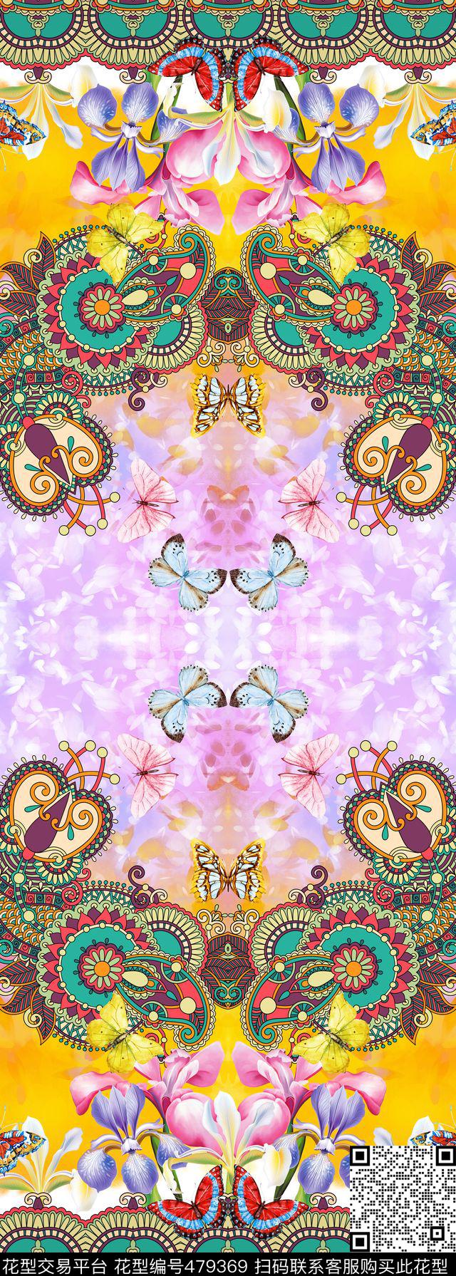 民族风佩斯利花卉数码印花华亿平台下载（图片编号: 479369） - 瓦栏（Walan）