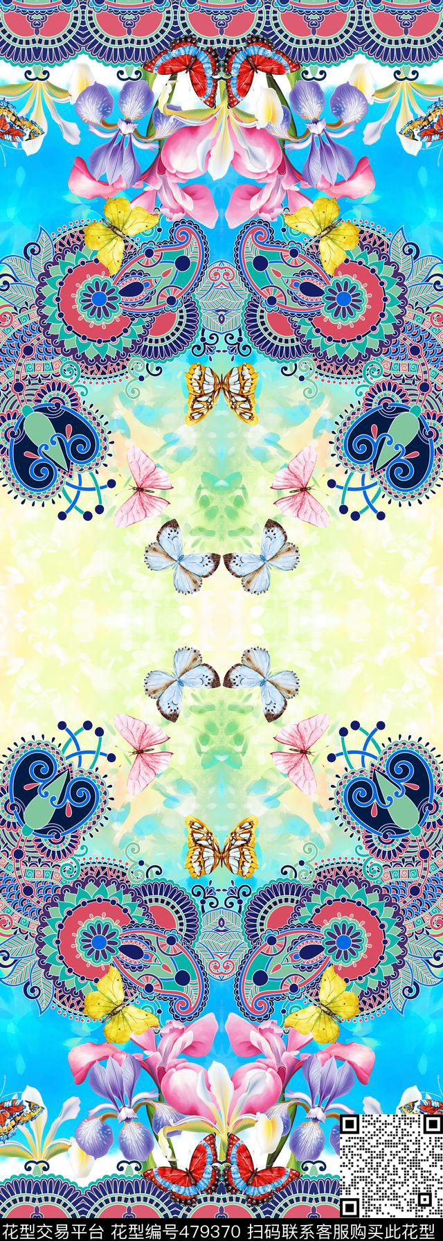 民族风佩斯利花卉数码印花华亿平台下载（图片编号: 479370） - 瓦栏（Walan）