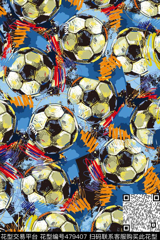 可爱卡通足球传统印花华亿平台下载（图片编号: 479407） - 瓦栏（Walan）